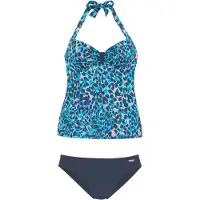 LASCANA Tankini , Damen, Gr. 42, Cup D, grün (türkis, bedruckt), Polyamid, bedruckt, Bikini-Sets Tankini, im Animaldesign