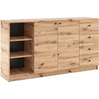 Masseno Kommode NATURIO 160 cm Sideboard mit 4 Schubladen und 3 Türen für Wohnzimmer Schlafzimmer Modern 160x40x87 cm Eiche Artisan