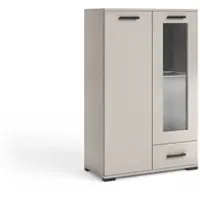 Masseno Kommode ALBANO 80 cm Sideboard mit 1 Schubladen und 2 Türen für Wohnzimmer Schlafzimmer Modern 80x40x125 cm Kaschmir