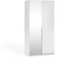 Masseno Drehtürenschrank THALIA 100/204/58cm 2-türig mit Spiegel Weiß