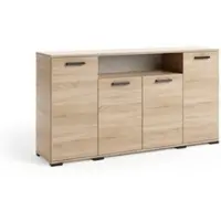 Masseno Kommode ALBANO 160 cm Sideboard mit 4 Schubladen für Wohnzimmer Schlafzimmer Modern 160x40x83 cm Sonoma Eiche