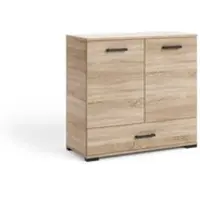 Masseno Kommode ALBANO 90 cm Sideboard mit 1 Schubladen und 2 Türen für Wohnzimmer Schlafzimmer Modern 90x40x83 cm Sonoma Eiche