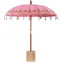 Syfax Balinesischer Sonnenschirm mit Sockel Rosa Ø 210-220 cm