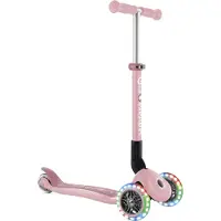 Globber JUNIOR FOLDABLE LIGHTS – Tretroller, 120/80 mm, ABEC 9, 3-rädrig, LED-Leuchtrollen, pastellrosa