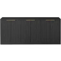 MODFU modernes Sideboard Aufbewahrungsschrank mit Wellenform 6-türiges Design Wohnzimmerschrank mit Stauraum und Metallgriff Schwarz