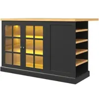 STILVORA Bartisch klappbar mit Smart-LED-Farblicht und USB-Betrieb, Kücheninsel mit Weinregal und Aufbewahrungsschublade, Esstisch platzsparend für kleine Wohnungen