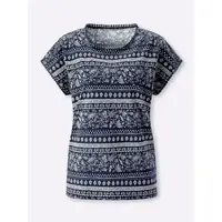 Sieh an! Kurzarm-Shirt in marine-taubenblau-bedruckt | Gr.: 46
