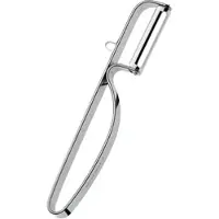 Küchenprofi Gemüseschäler, längs, Sparschäler aus rostfreiem Edelstahl mit extra scharfer Klinge und Aufhänger, Maße: 16,4 x 2,2 x 1 cm