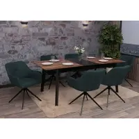 Mendler 6er-Set Esszimmerstuhl HWC-O47, Küchenstuhl Armlehne, drehbar Auto-Return, Stoff/Textil (270g/m²) petrol