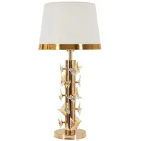 Mauro Ferretti Tischlampe Metall Stoff Glas 35x74 cm Gold Butterfly