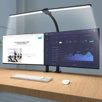Lapamax Schreibtischlampe LED Dimmbar 5 Lichtmodi 24W 80CM Doppelkopf Klemmbar mit Fernbedienung Augenschutz Büro Architekenden Leselampe Tischlampe