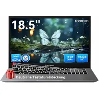 Blackview Acebook 10, 18.5" Laptop, FHD IPS Display, 16GB+512GB, Intel N6000 Notebook, Windows 11 Pro, incl. Silikon-Tastaturschutz DE