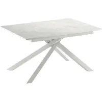 STONES Pulse 25 Ausziehbarer, moderner Tisch mit mattweißer Melamin-Tischplatte und weißem Metallgestell – 140–190 x 90 cm