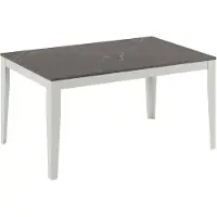 STONES Ausziehbarer großer Tisch aus anthrazitfarbenem Marmor-Melamin mit weißem Metallgestell – Maße 130/290 x 80 x 76 cm – Modernes Design