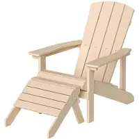 HOME DELUXE Gartenstuhl FAREA – Creme-Weiß | Komfortabler Outdoor-Stuhl inkl. Hocker aus HDPE-Kunststoff für Terrasse & Garten