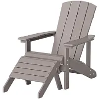 HOME DELUXE Gartenstuhl FAREA – Grau | Komfortabler Outdoor-Stuhl inkl. Hocker aus HDPE-Kunststoff für Terrasse & Garten