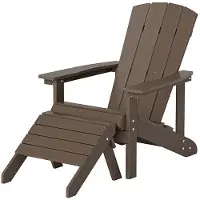 HOME DELUXE Gartenstuhl FAREA – Schwarz- Braun | Komfortabler Outdoor-Stuhl inkl. Hocker aus HDPE-Kunststoff für Terrasse & Garten