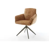 DELIFE Drehstuhl Luan-Flex mit Armlehnen Chenille Rost Kreuzgestell breit Effektfinish Titan 360° drehbar Wippfunktion
