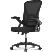 Markenlos Ergonomischer Bürostuhl Mesh Schreibtischstuhl Schwarz 90° klappbare Armlehnen