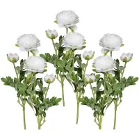 Creativ Green Kunstblume "Ranunkel", weiß, H:40cm, Kunststoff, Polyester, Kunstpflanzen, Kunstblume, für schöne Arrangements wie Sträuße und Gestecke