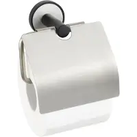 Wenko UV-Loc Toilettenpapierhalter Udine, Edelstahl, mit Deckel, Hochwertiger Klopapierhalter mit innovativem Klebesystem zur Montage, Maße (B x H x T): 14,5 x 12,5 x 6,5 cm