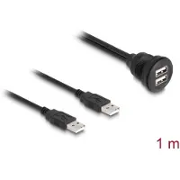 DeLOCK USB 2.0 Kabel 2 x USB Typ-A Stecker zu 2 x USB Typ-A Buchse zum Einbau 1 m schwarz, 2 x USB Type-A, 2 x USB Type-A, 1 m, Schwarz