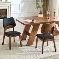 OKWISH 2er-Set Esszimmerstuhl mit geschwungener Rückenlehne, Küchenstuhl ergonomisches Design,für Küche oder Esszimme, Schwarz