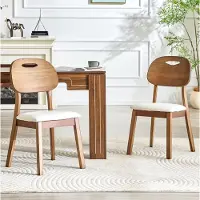 OKWISH Moderne Küchenstuhl 2er-Set mit Ovaler Rückenlehne, Esszimmerstuhl mit Tragegriff, ergonomisches Design, Weiß