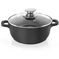 Orion Aluguss Kochtopf Topf mit Glasdeckel GRANIT 20 cm | 2,3 l Gas Induktion
