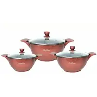 Cheffinger Kochtopfset 20-24-28cm 6-tlg Topf Induktion Alu Guss Geschirr Burgundy