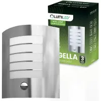 LUMILED Außenwandleuchte mit Bewegungsmelder Wandlampe Außenleuchte Wandleuchter Gartenleuchte Terrasse Fassade IP44 Silber Aluminium 230V E27 Fassung