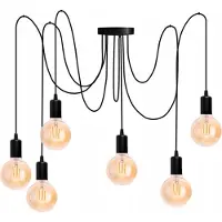 LUMILED Pendelleuchte Hängeleuchte kreativ Kronleuchter Spinne Deckenleuchte Vintage E27 Fassung LED schwarz Metall höhenverstellbar (6 flammig)