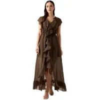 GUESS Maelys Ruffled Kurzarm Langes Kleid