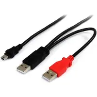 StarTech.com .com 1,8m USB Y-Kabel für externe Festplatten - USB A auf Mini-B, 1,8 m, Mini-USB B, 2 x USB A, USB 2.0, Männlich/Männlich, Schwarz, Rot