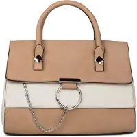 StyleBREAKER Satchel Henkeltasche im 2-Tone Design mit Metall Ring und Kette, Handtasche, Tasche, Damen 02012125