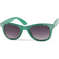 StyleBREAKER Wayfarer "Mädchen Nerd Sonnenbrille mit Strass", Mädchen, grau (gestell grün, glas grau verlauf), Modisch, Sonnenbrillen Wayfarer