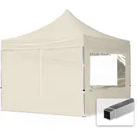 TOOLPORT 3x3m Aluminium Faltpavillon, inkl. 4 Seitenteile, creme