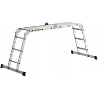 Drabest | Aluminium Mehrzweckleiter 4x3 klappbar mit Arbeitsplattform, Gelenkleiter, Anlegeleiter, Stehleiter, 4,34 m Arbeitshöhe, 150 kg