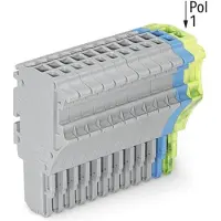 Wago 2020-115/000-038 1-Leiter-Federleiste,Push-in CAGE CLAMP,1,5 mm2,grau/blau/grün-gelb 2020115000038 - 10 Stück