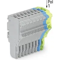 Wago 2020-110/000-038 1-Leiter-Federleiste,Push-in CAGE CLAMP,1,5 mm2,grau/blau/grün-gelb 2020110000038 - 25 Stück
