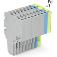 Wago 2020-209/000-038 2-Leiter-Federleiste,Push-in CAGE CLAMP,1,5 mm2,grau/blau/grün-gelb 2020209000038 - 25 Stück