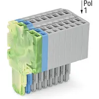 Wago 2020-209/000-039 2-Leiter-Federleiste,Push-in CAGE CLAMP,1,5 mm2,grün-gelb/blau/grau 2020209000039 - 25 Stück