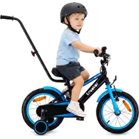 Sun baby Tracker Bike Kinderfahrrad Jungen Fahrrad Stützräder Schubstange 14 Zoll neon blau