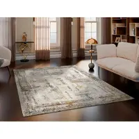 Oci Die Teppichmarke Teppich "MANCHESTER DELMONT", creme, grau, gold, B:120cm H:10mm L:170cm, Obermaterial: 65% Polyester, 35% Viskose, Teppiche, Teppich, Design Teppich Kurzflor hochwertige Qualität