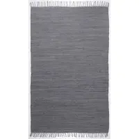 Theko Teppich "Happy Cotton Fleckerl, handgewebt" Gr. 4, grau (anthrazit), B:90cm H:5mm L:160cm, Baumwolle, Teppiche, Teppich, Flachgewebe, reine Baumwolle, meliert, mit Fransen, auch als Läufer