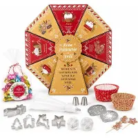 Spies Online Patisserie-Adventskalender mit 8 Backüberraschungen – Geschenkrad mit Backzubehör, Spritzbeutel und Spritztüllen – Weihnachtsgeschenk – Beige