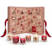 WDMT r Adventskalender mit 24 Duftkerzen – Aufklappbarer Weihnachts-Adventskalender für Erwachsene – Weihnachtsgeschenk – Rot