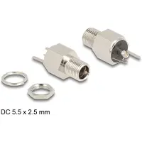 DeLOCK Steckverbinder DC 5,5 x 2,5 mm Buchse zum Einbau Lötversion - Sechskant 20 V / 9 A, Gerade, 20 V, 9 A, Silber, 12 mm, 2,5 mm