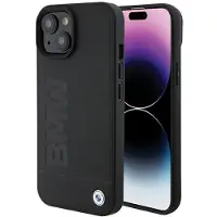 BMW BMHMP15MSLLBK iPhone 15 Plus 6.7" czarny/black MagSafe Leather Hot Stamp