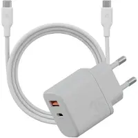 EnerGea Ładowarka Sieciowa Bazic Goport Velox Kit 1Xusb-C 1Xusb-A Gan 35W Z Kablem Plecionym Biały